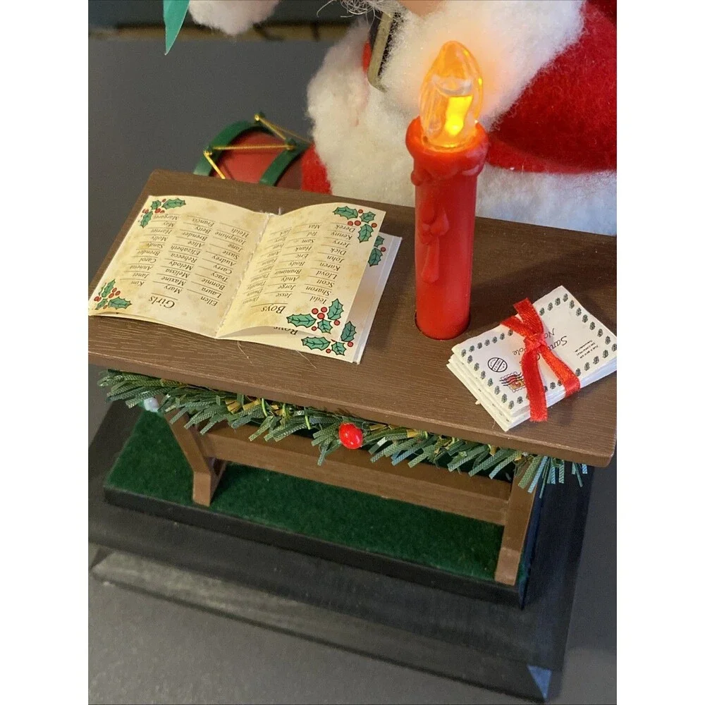Vintage Musical Christmas Holiday Scene SANTA CHECKING HIS NAUGHTY NICE LIST